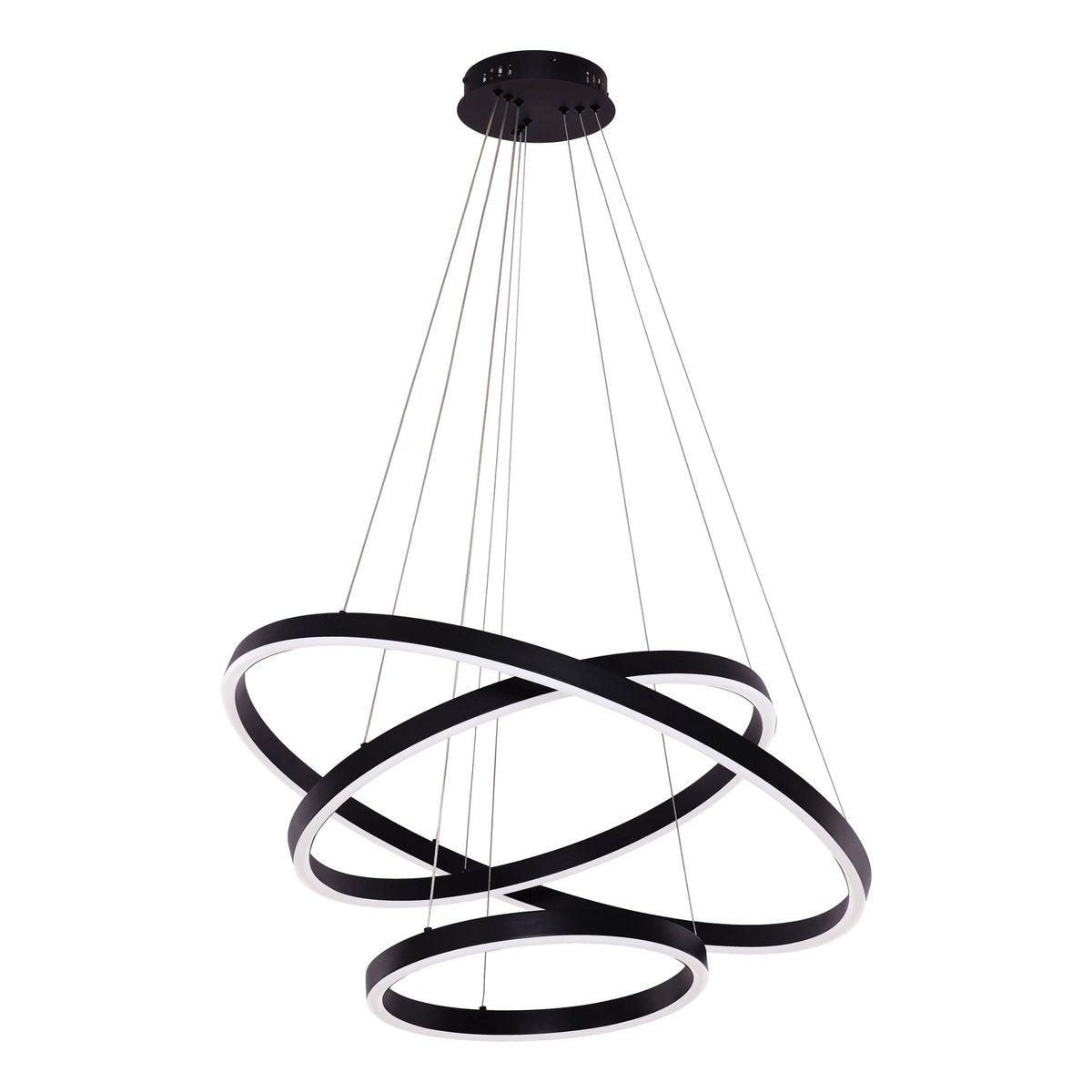 Hängende Lampe Neo schwarz | 3-Ring 40+60+80 cm