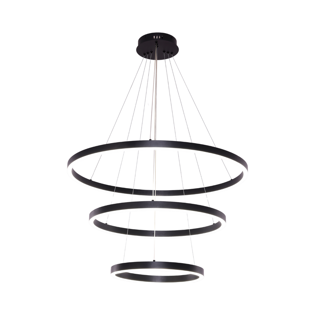 Hängende Lampe Neo schwarz | 3-Ring 40+60+80 cm