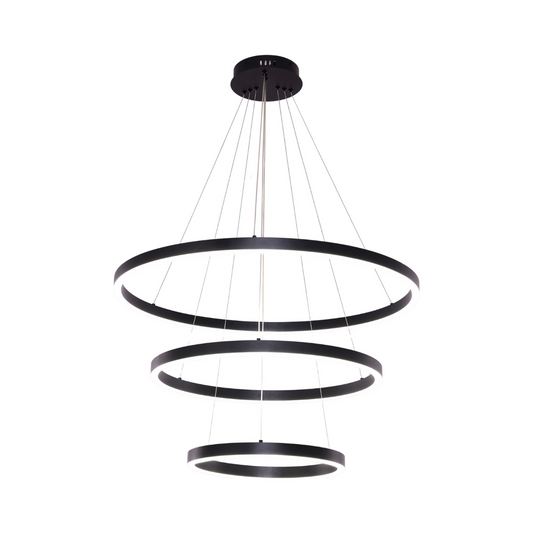 Hängende Lampe Neo schwarz | 3-Ring 40+60+80 cm